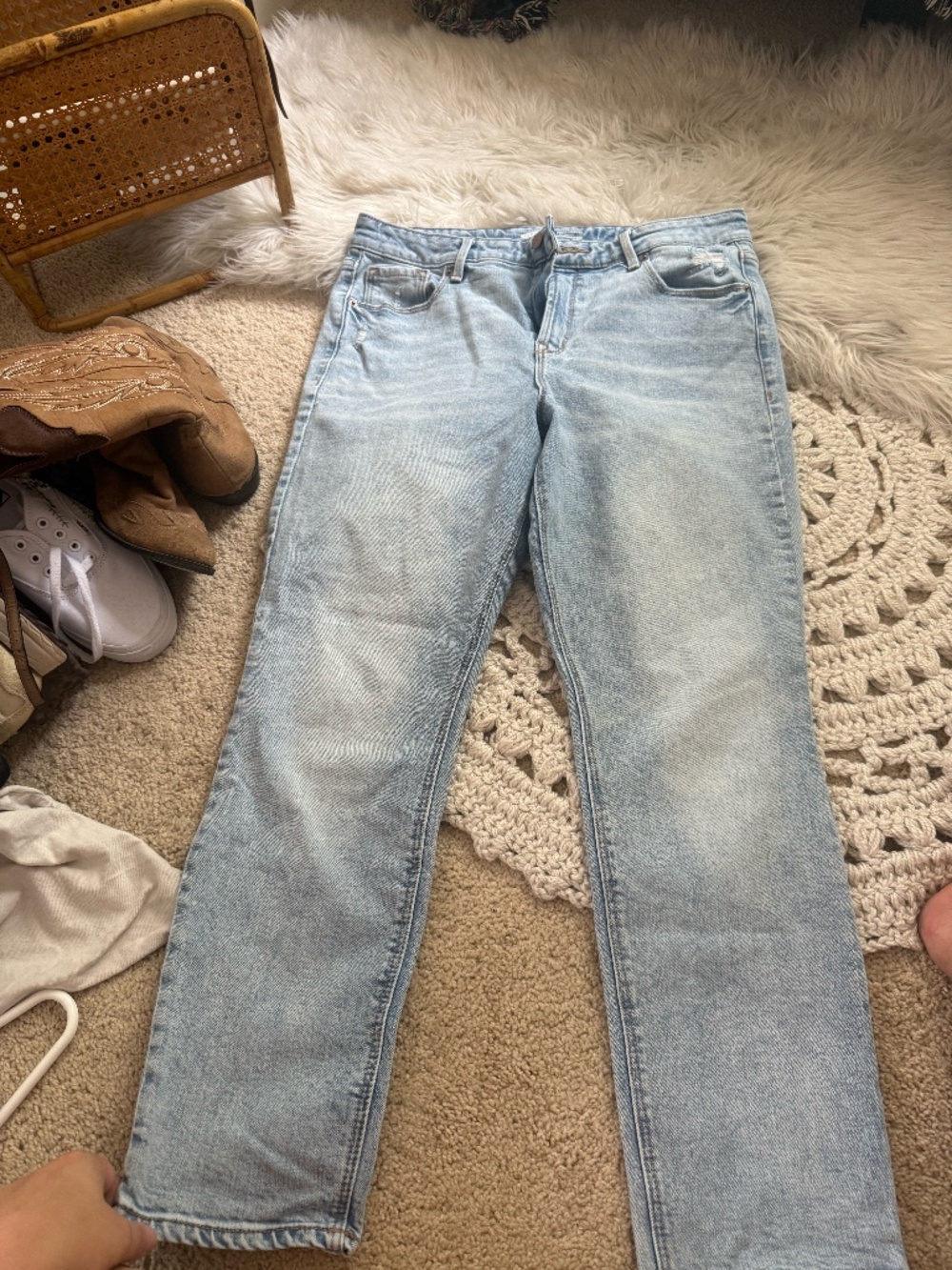 Old Navy Power Straight High Rise Jeans Size 12 Distressed